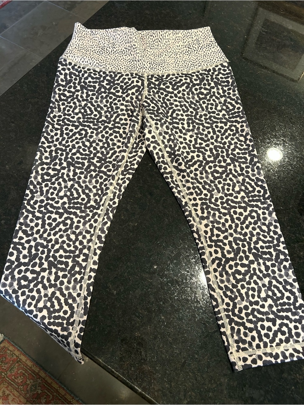 Lulu Lemon High-Waist Leopard Print Leggings in Black & Light Pink/Beige